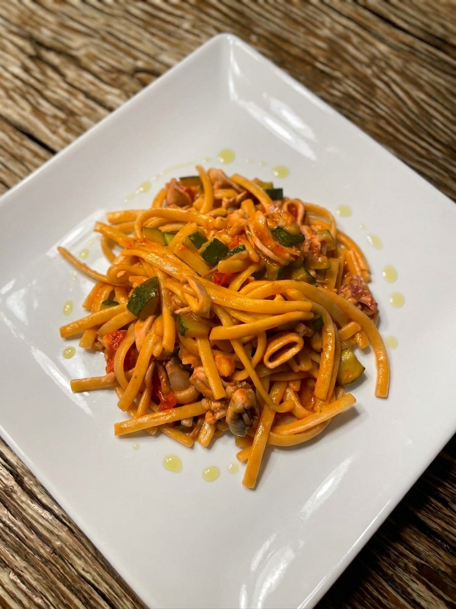 Scialatielli con totani e zucchine
