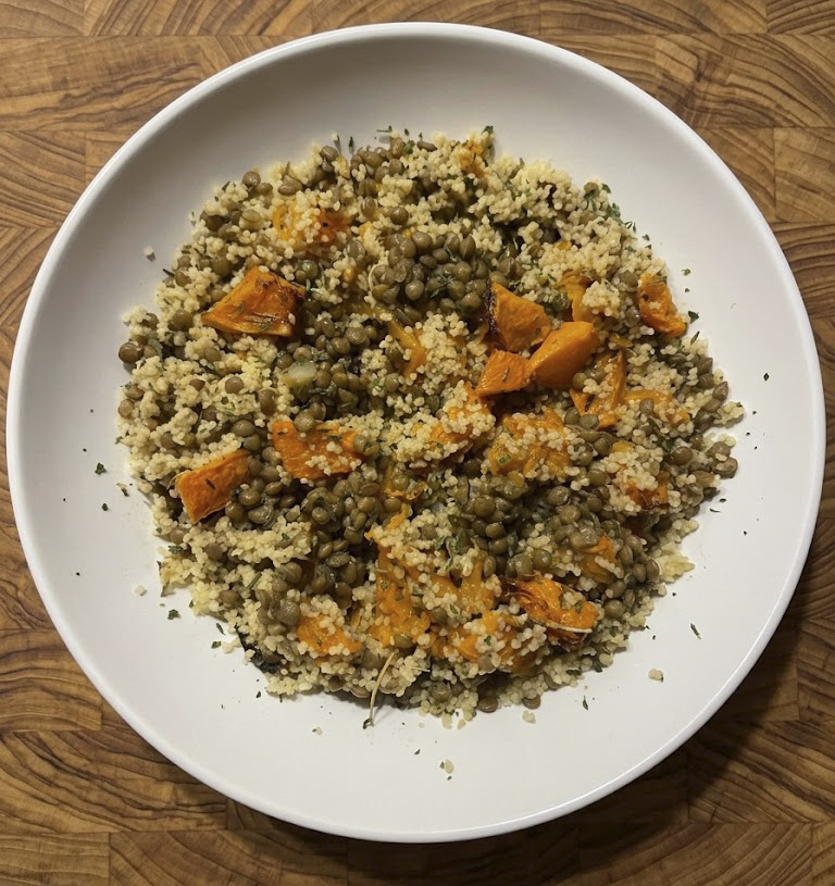 Cous cous con zucca e lenticchie
