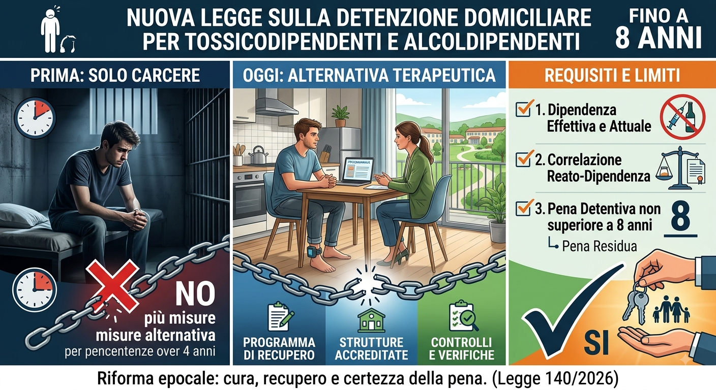 DETENZIONE DOMICILIARE PER TOSSICODIPENDENTI: cosa prevede la nuova legge?